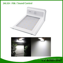 20 LED Luz de sensor de movimiento con energía solar brillante Patio de jardín al aire libre Ruta de montaje en la pared Luz de valla de valla Lámpara de seguridad 3-en-1 (PIR Motion + Dim Light)